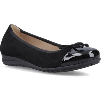 Hush Puppies Laurie Toe Cap Leather Womens Black Standard Flats - Size UK 6
