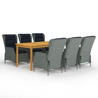 vidaXL Juego De Comedor Para Jard&iacute;n De 7 Piezas Gris Claro Vidaxl