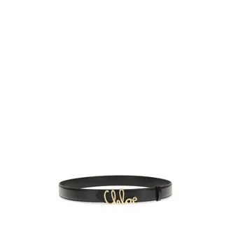 Chlo&eacute; Womens Black Calf Leather Bos Taurus Belt