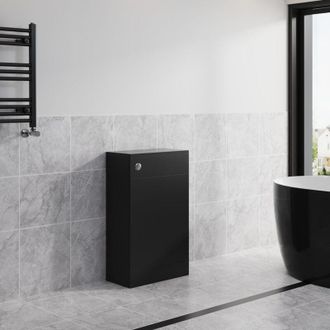 NRG Bathroom Furniture Matt Black 500mm Back to Wall BTW Toilet Unit