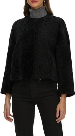 Gorski Genuine Shearling Jacket with 3/4 Sleeves and Reversible in Black at Nordstrom, Size Medium