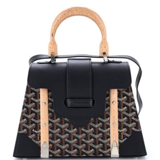 Goyard Saigon Top Handle Bag Coated Canvas with Leather PM