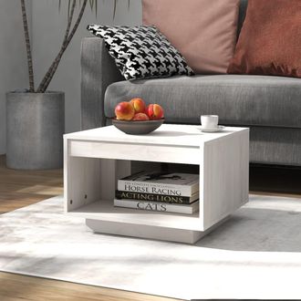 vidaXL Mesa De Centro De Madera Maciza De Pino Blanco 50x50x33,5 Cm Vidaxl