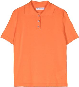 Manuel Ritz fine-knit polo top - women - Cotton - L - Orange