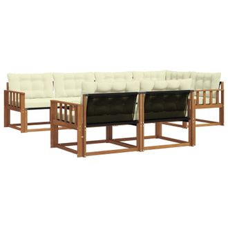 vidaXL Conjunto De Sof&aacute;s De Exterior Con Coj&iacute;n 7 Pcs Natural Y Crema Vidaxl