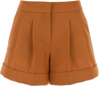 Fendi Orange Wool Pleated Shorts