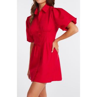 Bishop + Young Jacqueline Bubble Sleeve Dress in Cherry at Nordstrom, Size Small