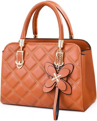 Generic Women Handbags Top Handle Tote Crossbody Bag, PU Leather Bag with Petal Pendant