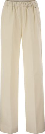 Herno broek van flaneleffect met wijde pijpen en elastische tailleband