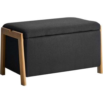 Beliani Panca con contenitore Rivestimento in tessuto nero Edland