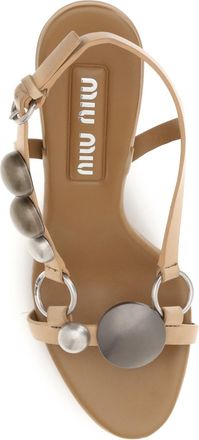 Miu Miu Womens Leather Sandals Honey Calf