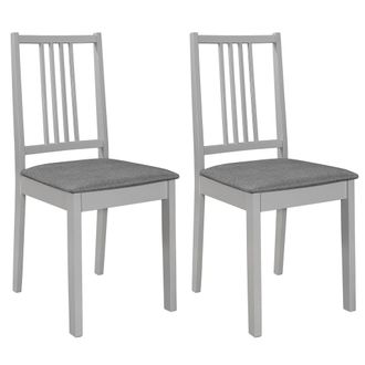 vidaXL Sedie Da Pranzo Con Cuscini 2 Pz Grigie In Legno Massello - Vidaxl