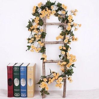 OEM Guirnalda De Rosas Artificiales, 2,3 M, 69 Cabezas, Flores Artificiales, Para Jard&iacute;n Dom&eacute;stico, Color Amarillo