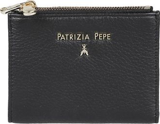Patrizia Pepe Leren portemonnee met rits - Dames - Portefeuilles - Zwart - ONE Size - Leer - Accessoires