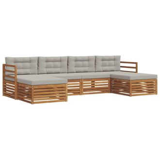 vidaXL Juegos De Sof&aacute;s Con Coj&iacute;n 6 Pcs Gris Natural Y Claro Vidaxl
