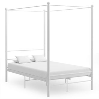 vidaXL Estructura Cama Con Dosel Sin Colch&oacute;n Metal Blanco 120x200 Cm Vidaxl