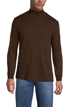 Lands End Cotton Supima Mock Turtleneck in Dark Walnut Brown at Nordstrom, Size X-Large