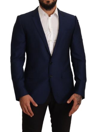 Dolce & Gabbana Mens Navy Blue Slim Fit Jacket Martini Blazer Light Virgin Wool Clothing