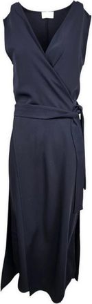 P.A.R.O.S.H. Blauwe mouwloze taille-riem shirt - Dames - Tunieken - Blauw - M - Polyester - Overhemden