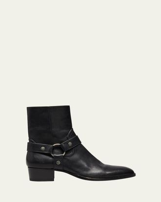 Saint Laurent Mens Wyatt 40 Harness Biker Boots