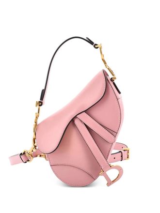 Dior Saddle Handbag with Strap Leather Mini shoulder bag - women - Calf Leather - One Size - Pink