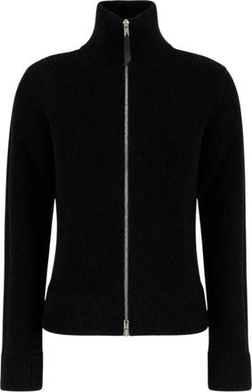 Maison Margiela Gebreide Cardigan met Rits - Dames - Vesten - Zwart - L - Katoen - Truien & Vesten