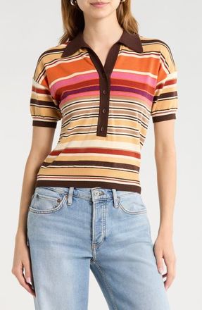 Faithfull The Brand Sable Stripe Knit Polo in Murano Stripe at Nordstrom, Size Xx-Large