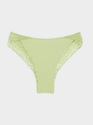 Miiyu Womens Lace trim & scallop Brazilian panty Organic cotton & TENCEL TM modal