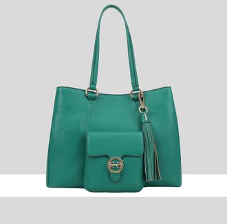 Paul Costelloe Womens Shebelle Leather Shoulder Bag - Green - One Size
