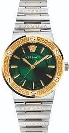 Versace Greca Logo Quartz Green Dial Two-tone Ladies Watch VEVH00720