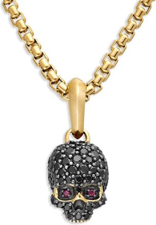 David Yurman Pendente Memento Mori Skull in oro giallo 18kt con diamanti (14mm)