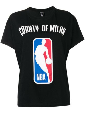 Marcelo Burlon logo NBA T-shirt - women - Polyester/Cotton - S - Black