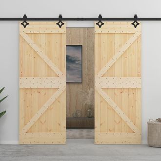 vidaXL Vidaxl - Puerta Corredera Con Herrajes Madera Maciza De Pino 90x210 Cm