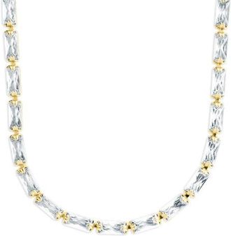 Sterling Forever Modernist Baguette Tennis Necklace in Gold at Nordstrom