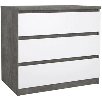 Dmora Dmora - Cassettiera Artic, Settimino multiuso, Comò camera da letto, Mobile con cassetti, 77x50 h70 cm, Cemento e Bianco lucido