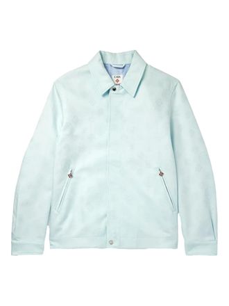 Casablanca collared blouson all-over motif jacket - men - Fabric - L - Blue