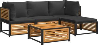 vidaXL Set De Sof&aacute;s De Jard&iacute;n Con Cojines 5 Pzas Madera Maciza Acacia Vidaxl