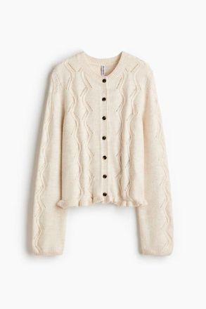 H&M Pointelle-knit Cardigan in Light Beige at Nordstrom, Size Xx-Large
