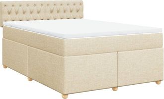 vidaXL Vidaxl - Cama Box Spring Con Colch&oacute;n Tela Color Crema 160x200 Cm