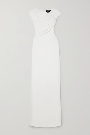 Tom Ford Abito In Georgette Di Seta Drappeggiato - Bianco