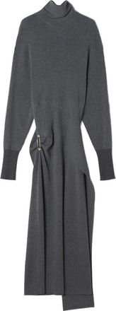 Lanvin Asymmetrical Grey Midi Dress