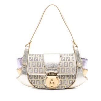 Fendi Pre-owned Fendi Zucchino Coated Canvas and Metallic Leather Compilation Shoulder Bag Ladies 2JETUU4KGNKDTC9C