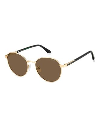 Polaroid Sunglasses Occhiali da sole rotondi color oro con lenti polarizzate color bronzo