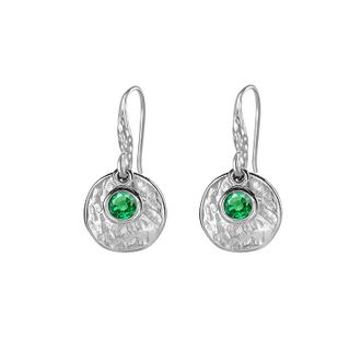 Dower & Hall Hammered Disc & Green Garnet Array Drop Earrings