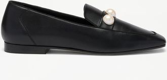 Russell & Bromley CARDEN Womens Black Leather Pearl Detail Ultra Thin Loafer