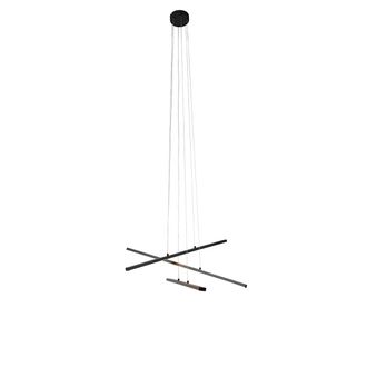 QAZQA Moderno L&aacute;mpara Colgante Negra Con Led Regulable En 3 Pasos De 6 Luces - Jolanta Aluminio Alargada Incluye Led Max. 3 X 24 Watt - Qazqa