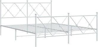 vidaXL Giroletto con Testiera e Pediera Metallo Bianco 150x200 cm Vidaxl