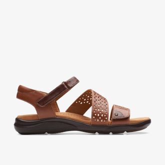 Clarks Kitly Way Tan Leer Sandalen