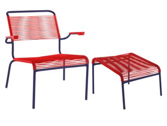 Schubiger M&ouml;bel Spaghetti-Lounger + Hocker S&auml;ntis mit Armlehnen