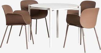 Sklum Sklum - Set De Mesa Redonda En Aluminio (&oslash;110 Cm) Elton Y 4 Sillas De Jard&iacute;n Lynette